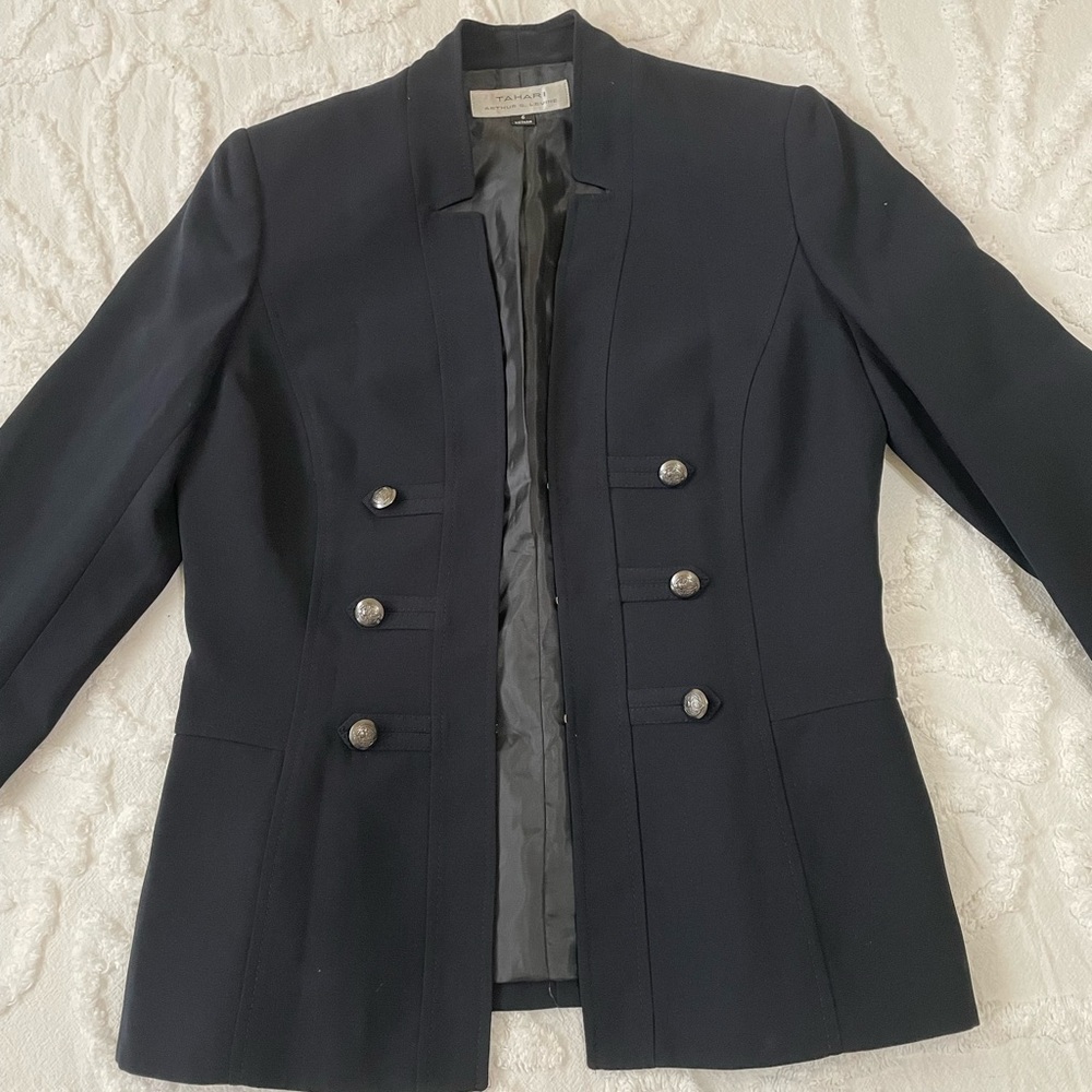 EUC Black Sailor-Style Tahari Suit Jacket